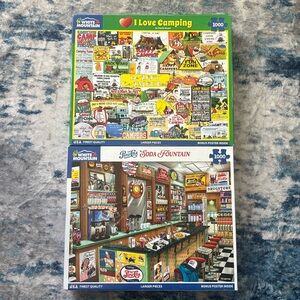 2 1000 piece white mountain puzzles!
